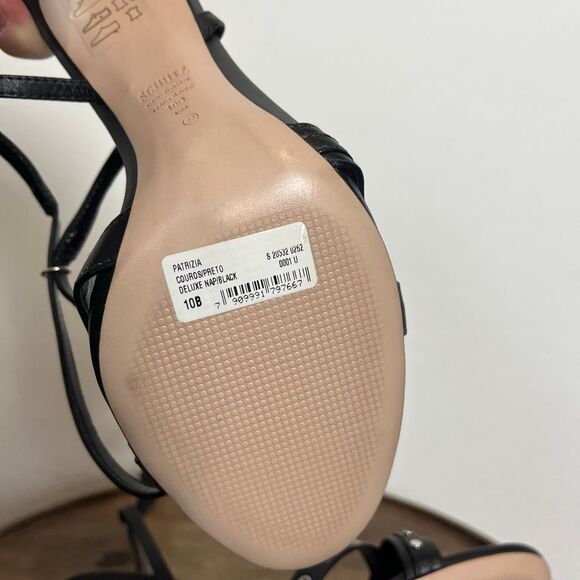 Schutz Patrizia Black Nappa Leather Stiletto Heeled Sandals Women's Size 10 - Picture 7 of 7